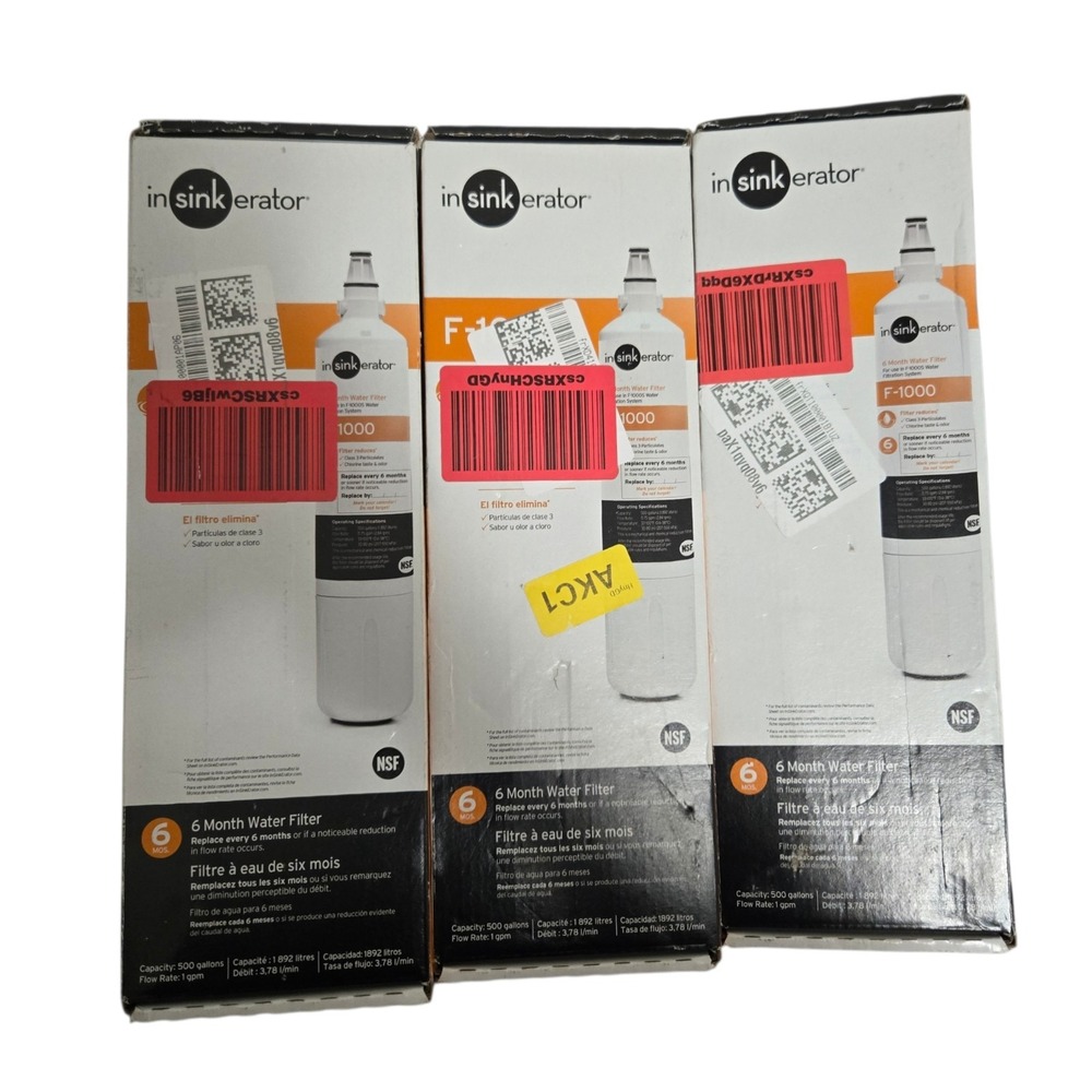 3 Genuine InSinkErator F-1000 Replacement Hot Water Dispenser Filter Cartridges